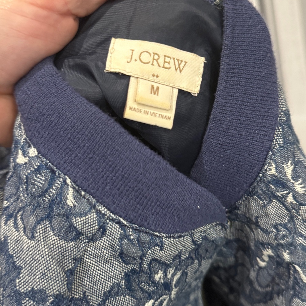 J. Crew Blue Patterned Bomber Jacket - image 3